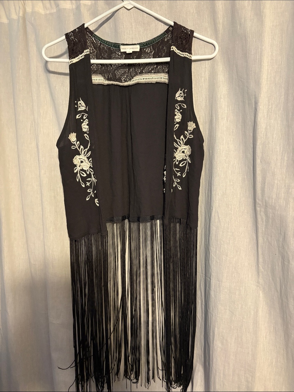 Bohemian Black Embroidered Fringe Asymmetrical Dress